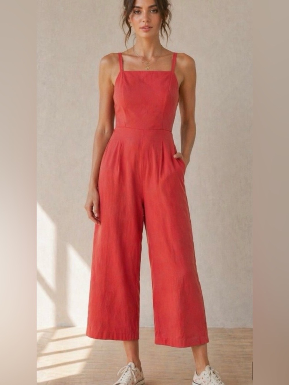 Old Navy Red Square-Neck Wide-Leg Jumpsuit